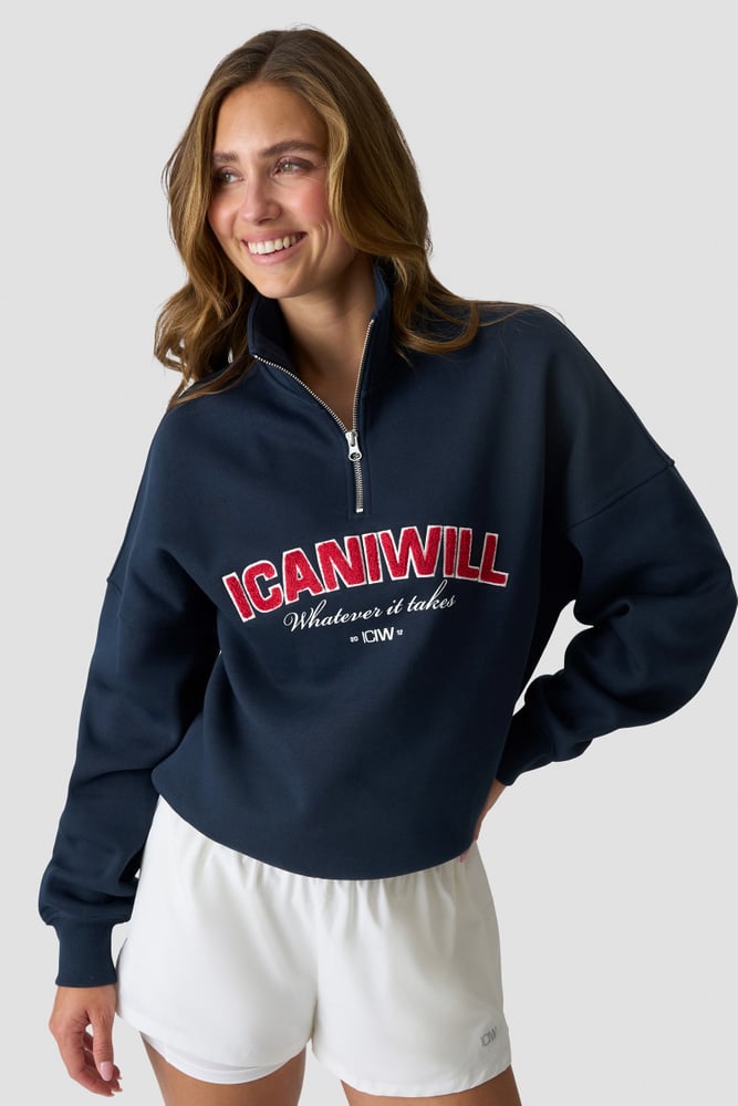 Everyday 1/4 Zip Sweatshirt Terry Print Midnight Blue