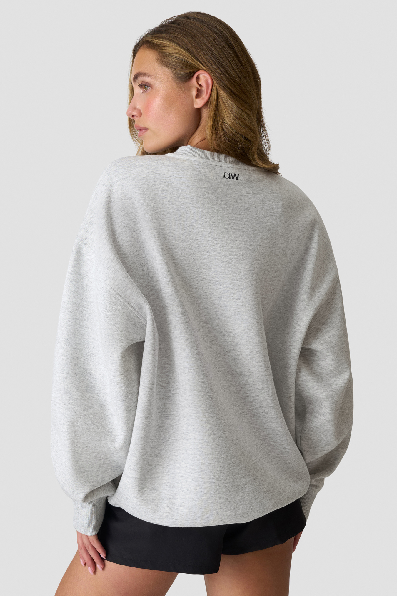 Everyday Relaxed Crewneck Terry Print Light Grey Melange - image 3