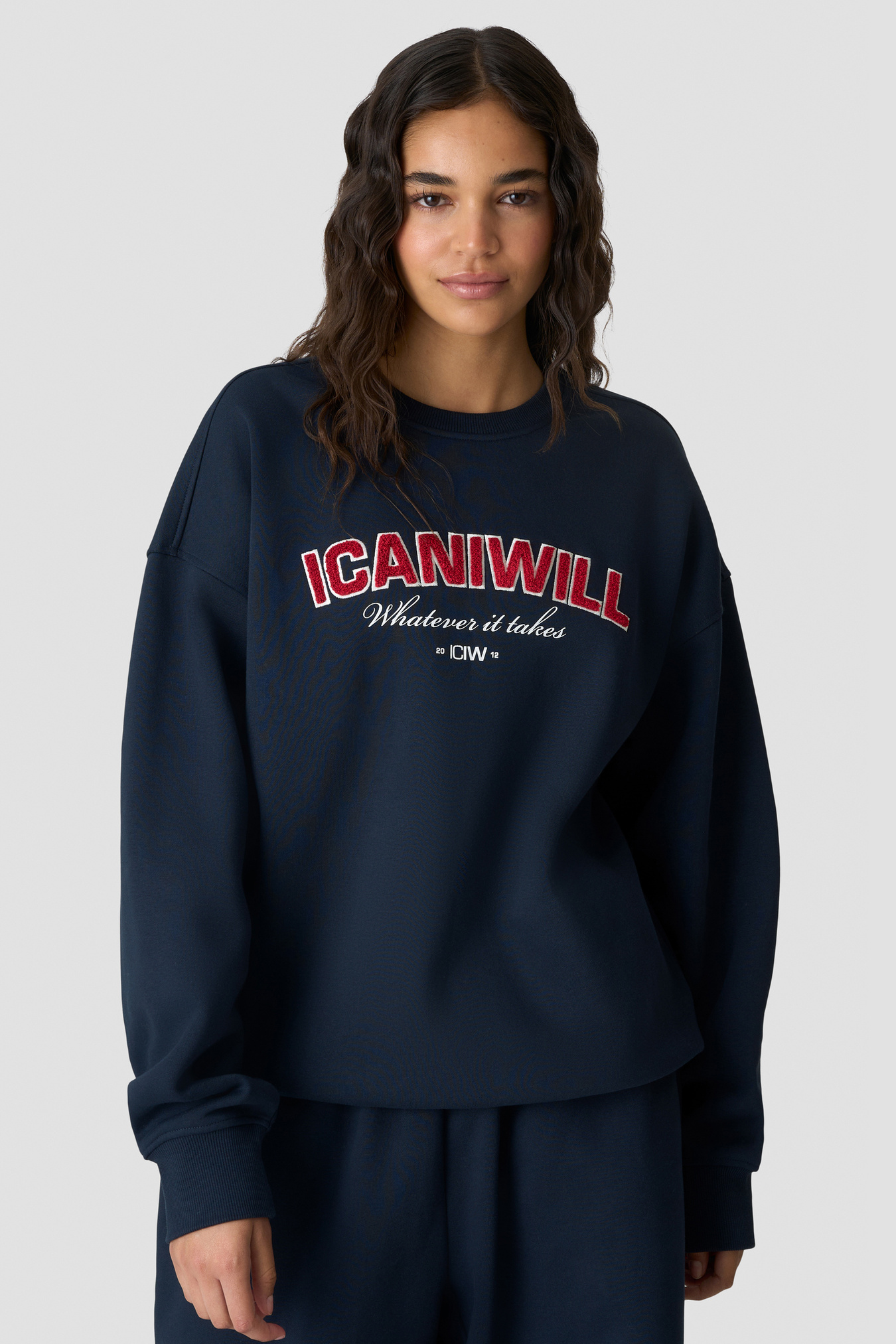 Everyday Relaxed Crewneck Terry Print Midnight Blue - image 1