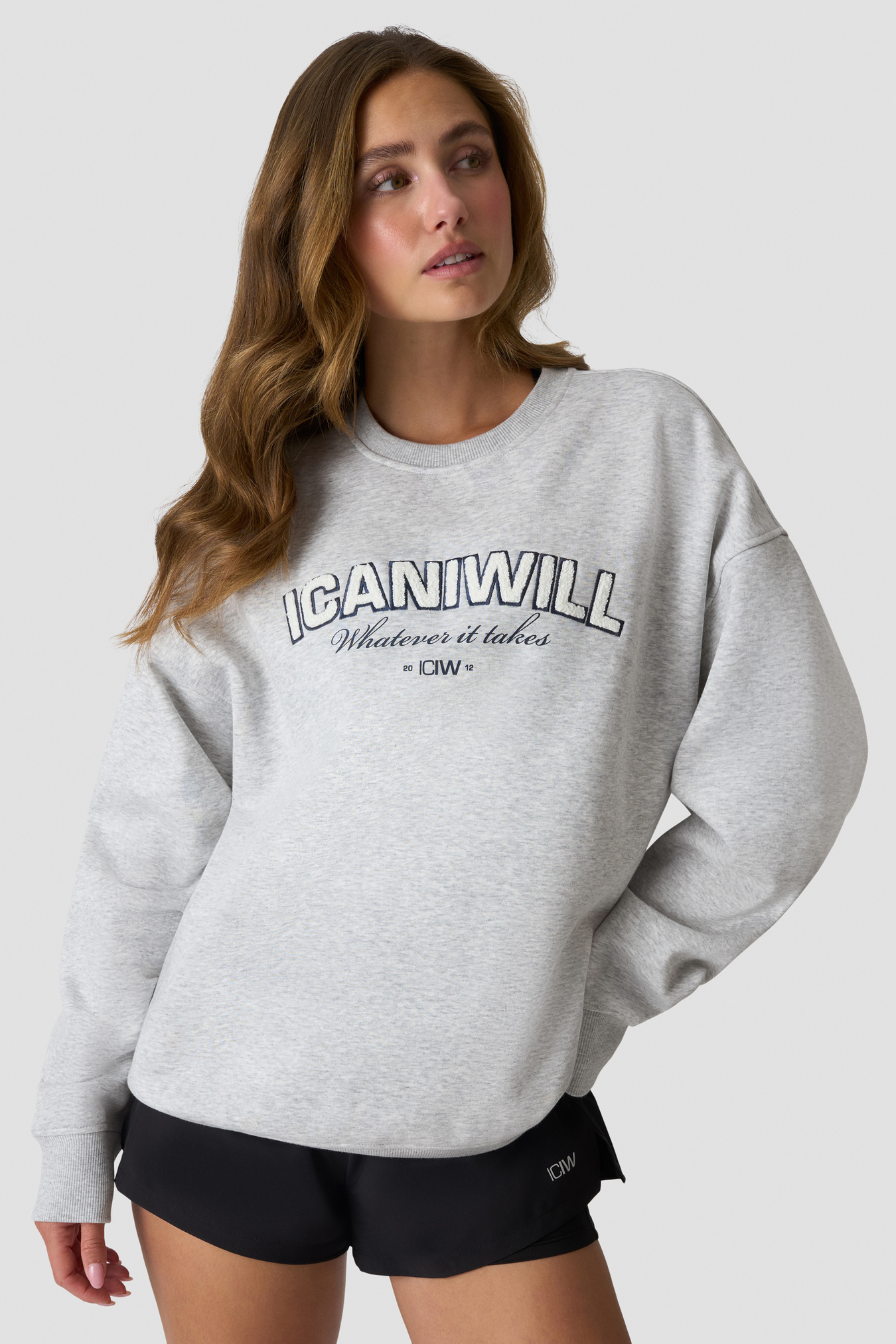 Everyday Relaxed Crewneck Terry Print Light Grey Melange - image 4