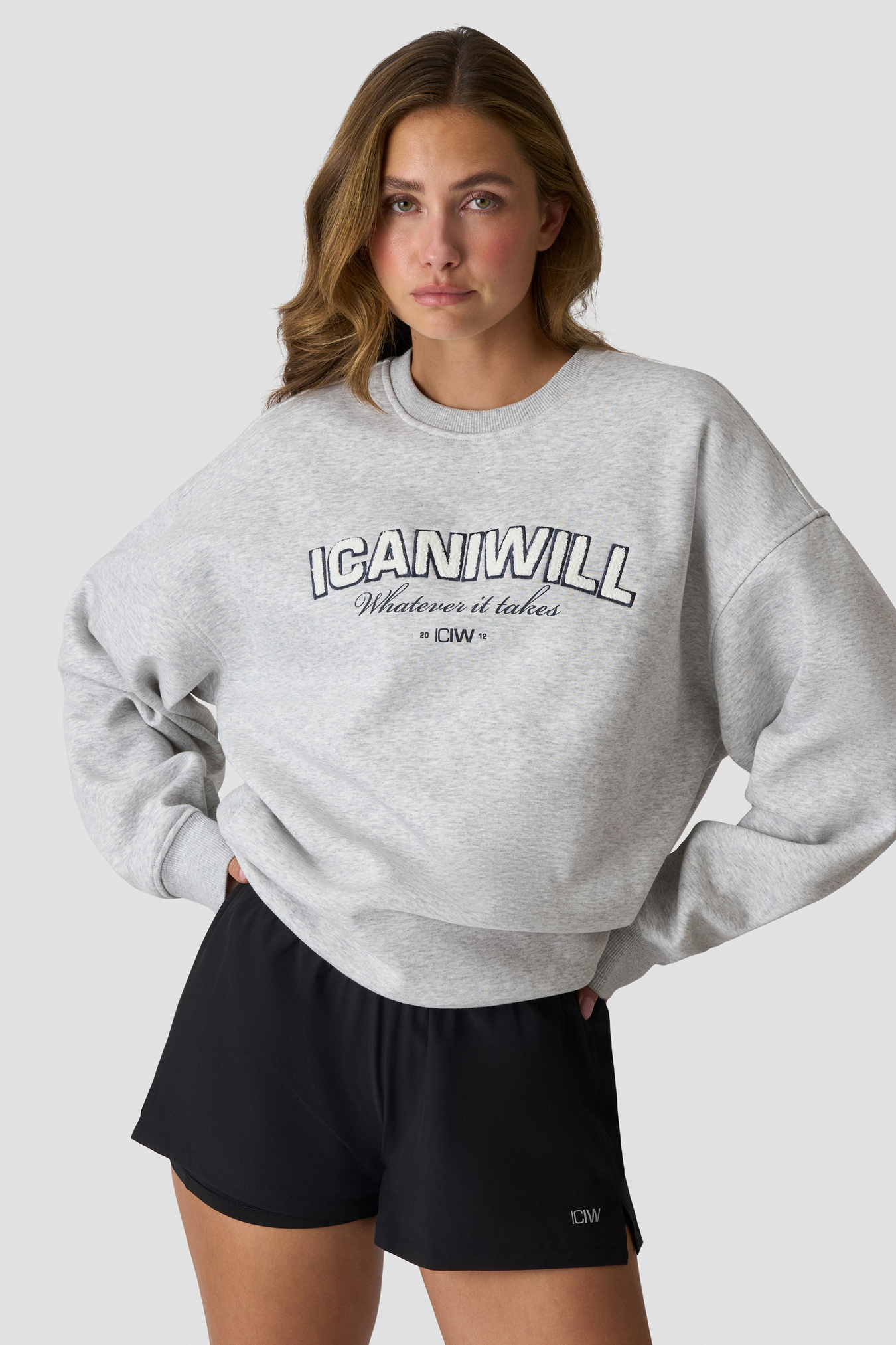 Everyday Relaxed Crewneck Terry Print Light Grey Melange - image 2