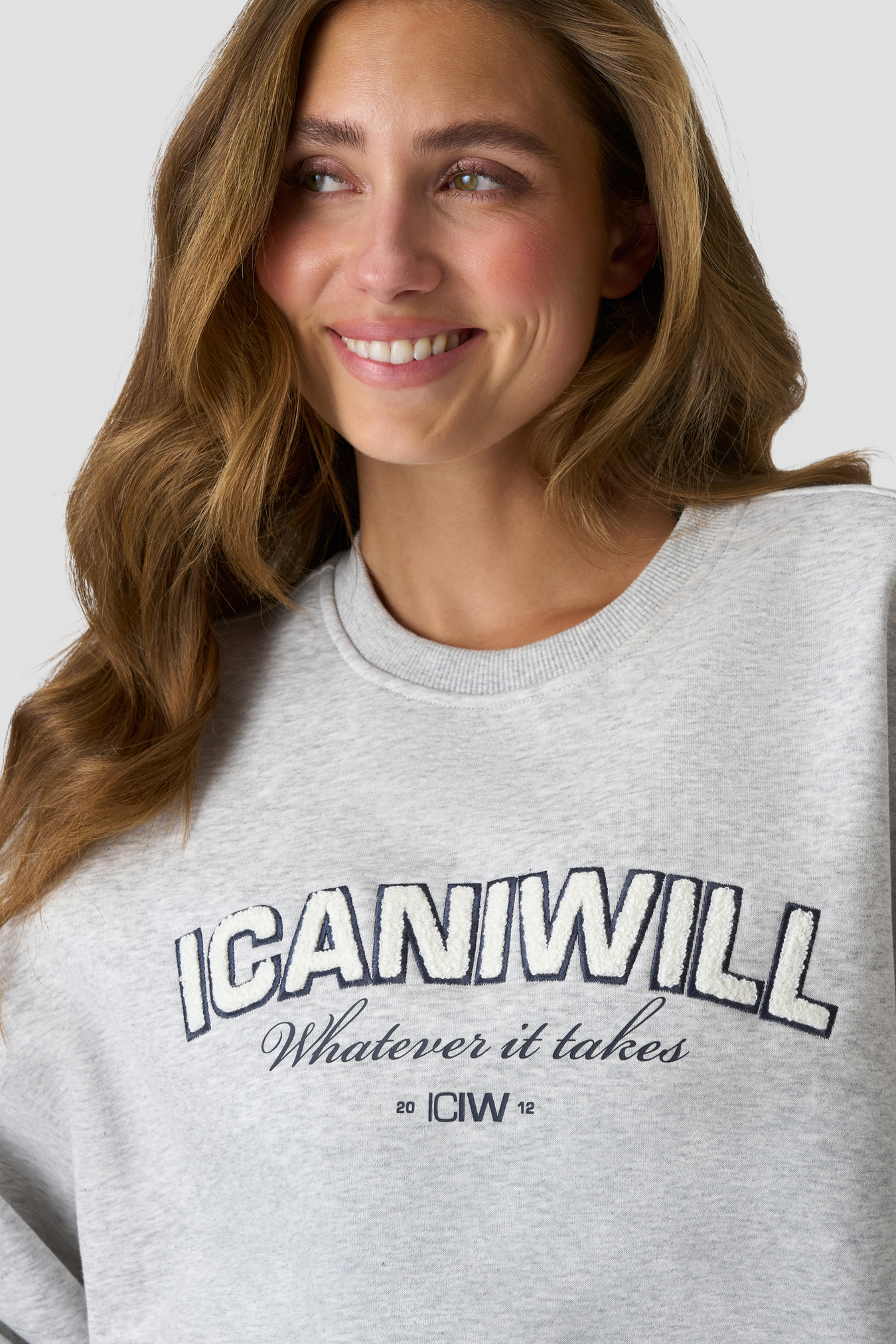 Everyday Relaxed Crewneck Terry Print Light Grey Melange - image 5