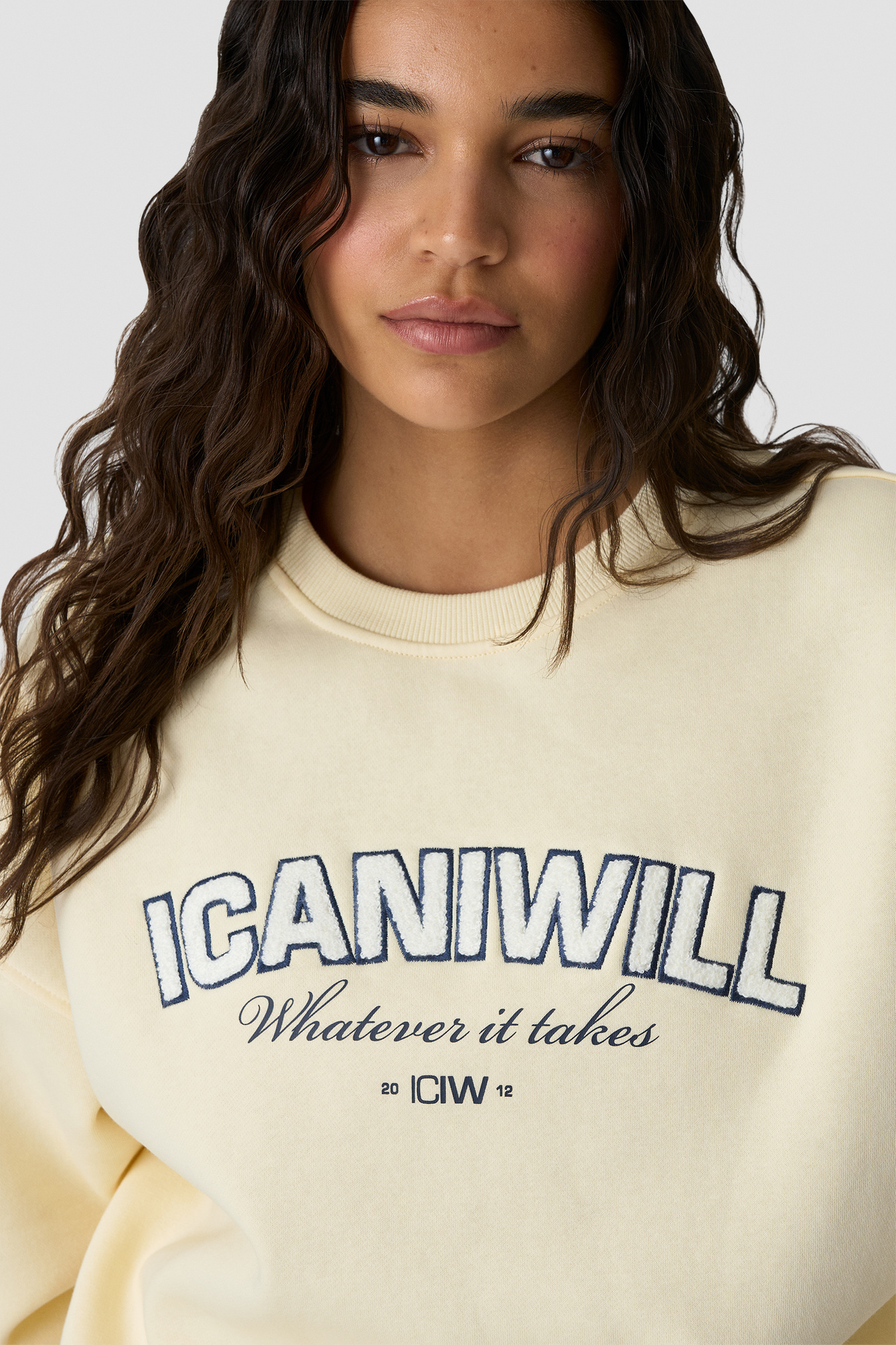 Everyday Relaxed Crewneck Terry Print Pale Lemon - afbeelding 3