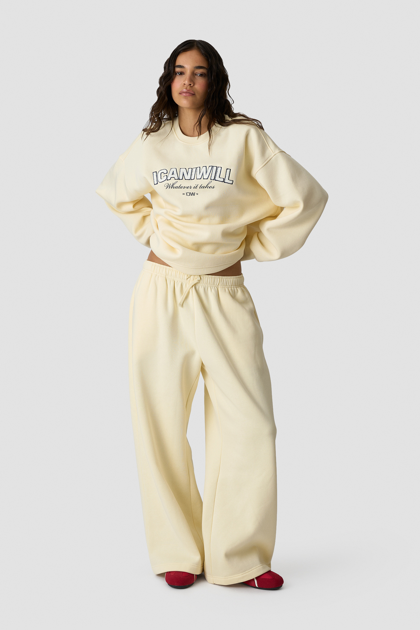 Everyday Relaxed Crewneck Terry Print Pale Lemon - afbeelding 6