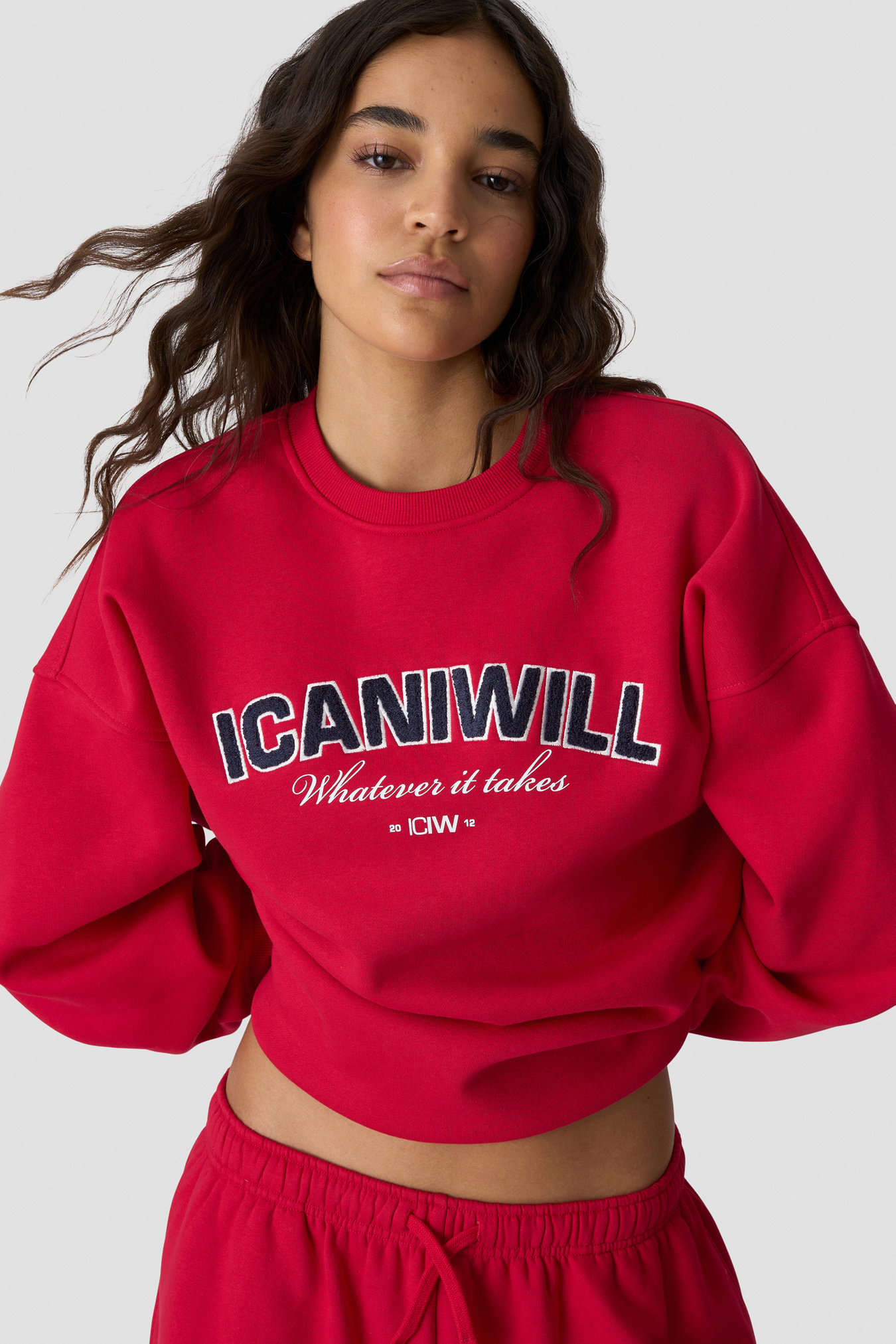 Everyday Relaxed Crewneck Terry Print Bright Red - image 2