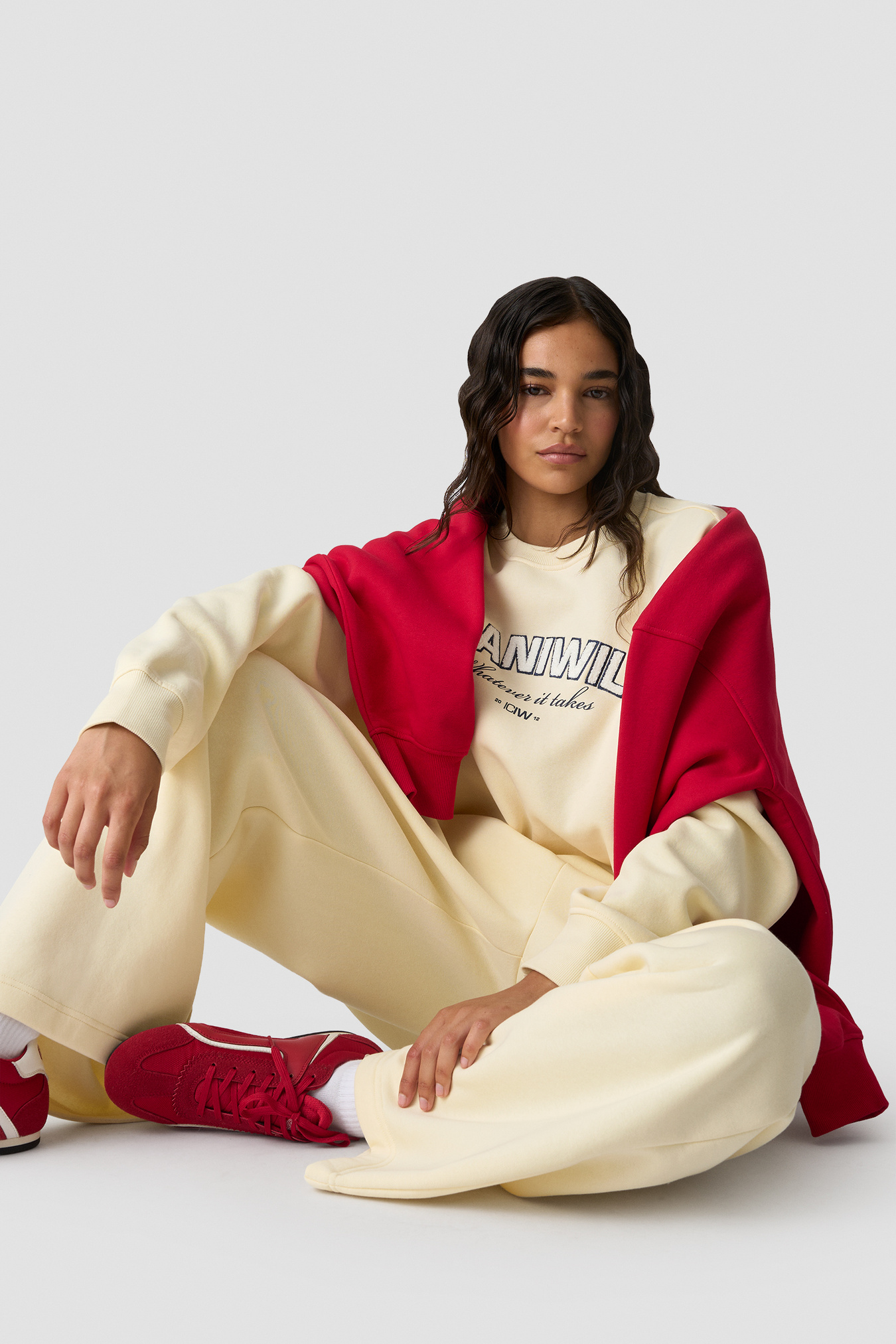 Everyday Relaxed Crewneck Terry Print Pale Lemon - afbeelding 5