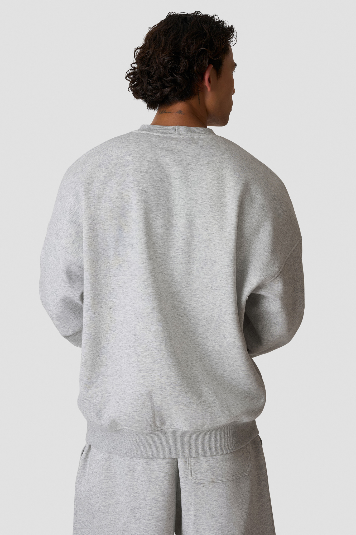 Everyday Relaxed Crewneck Terry Print Light Grey Melange - image 3