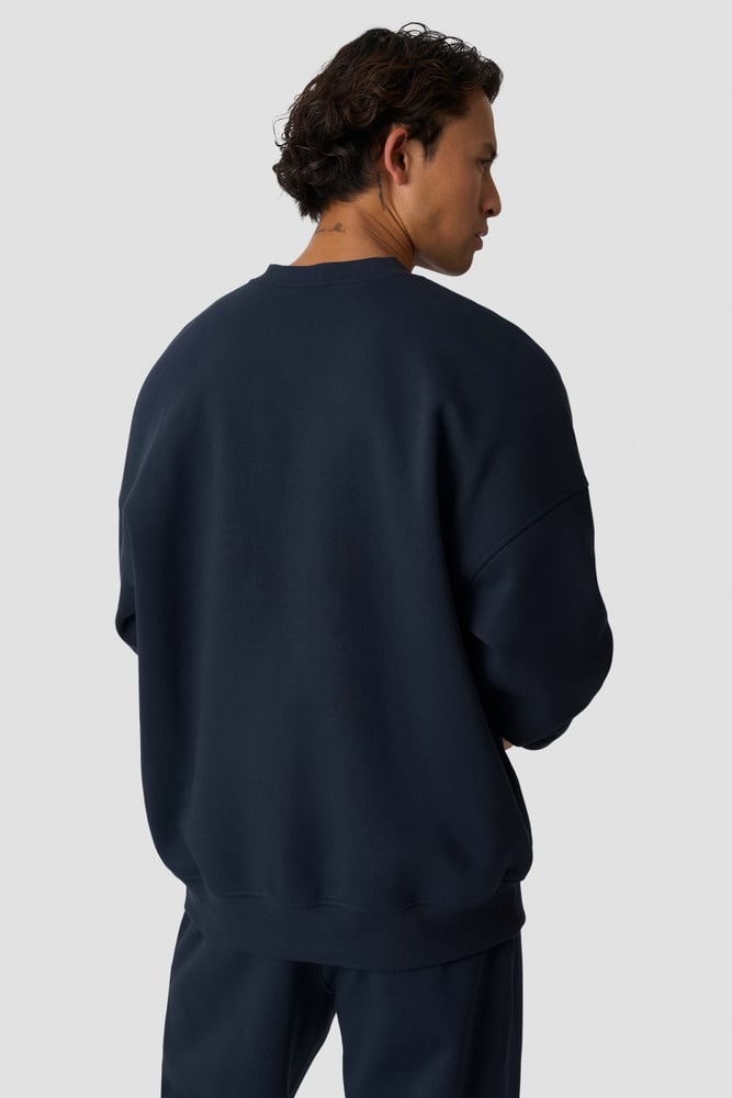 Everyday Relaxed Crewneck Terry Print Midnight Blue