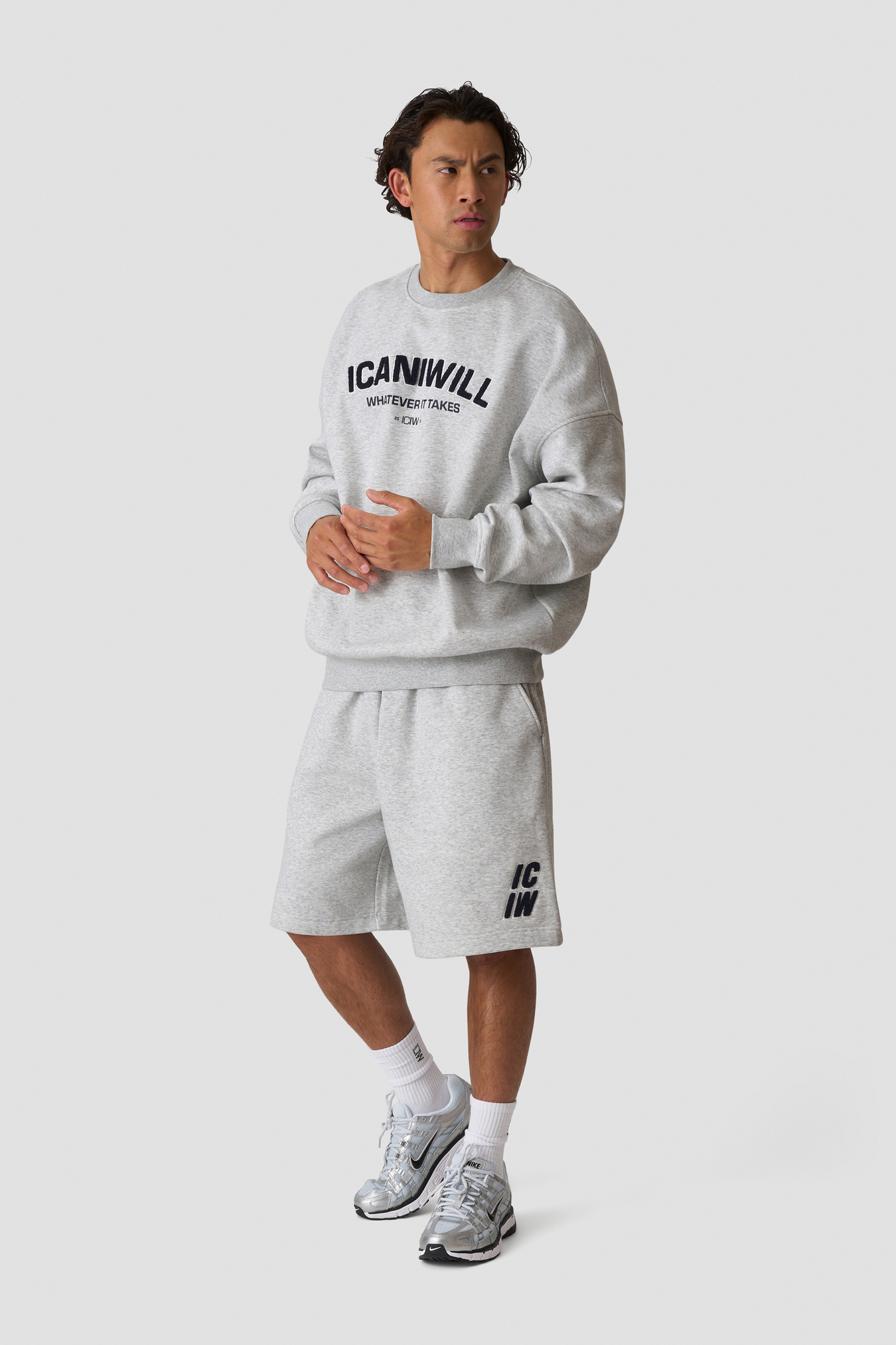Everyday Relaxed Crewneck Terry Print Light Grey Melange - image 5