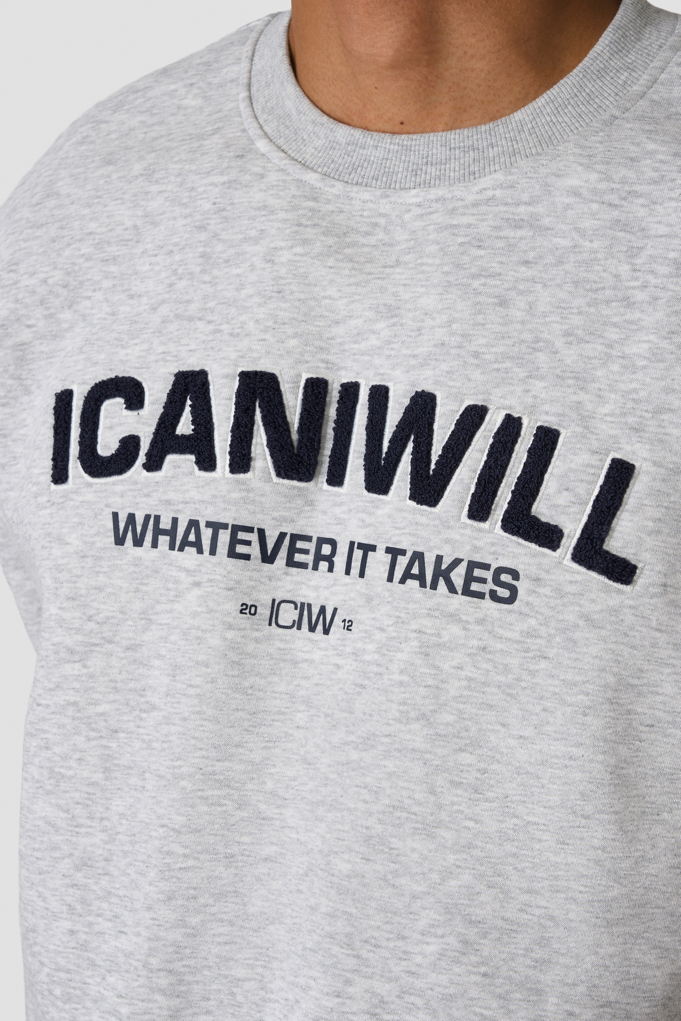 Everyday Relaxed Crewneck Terry Print Light Grey Melange - image 4