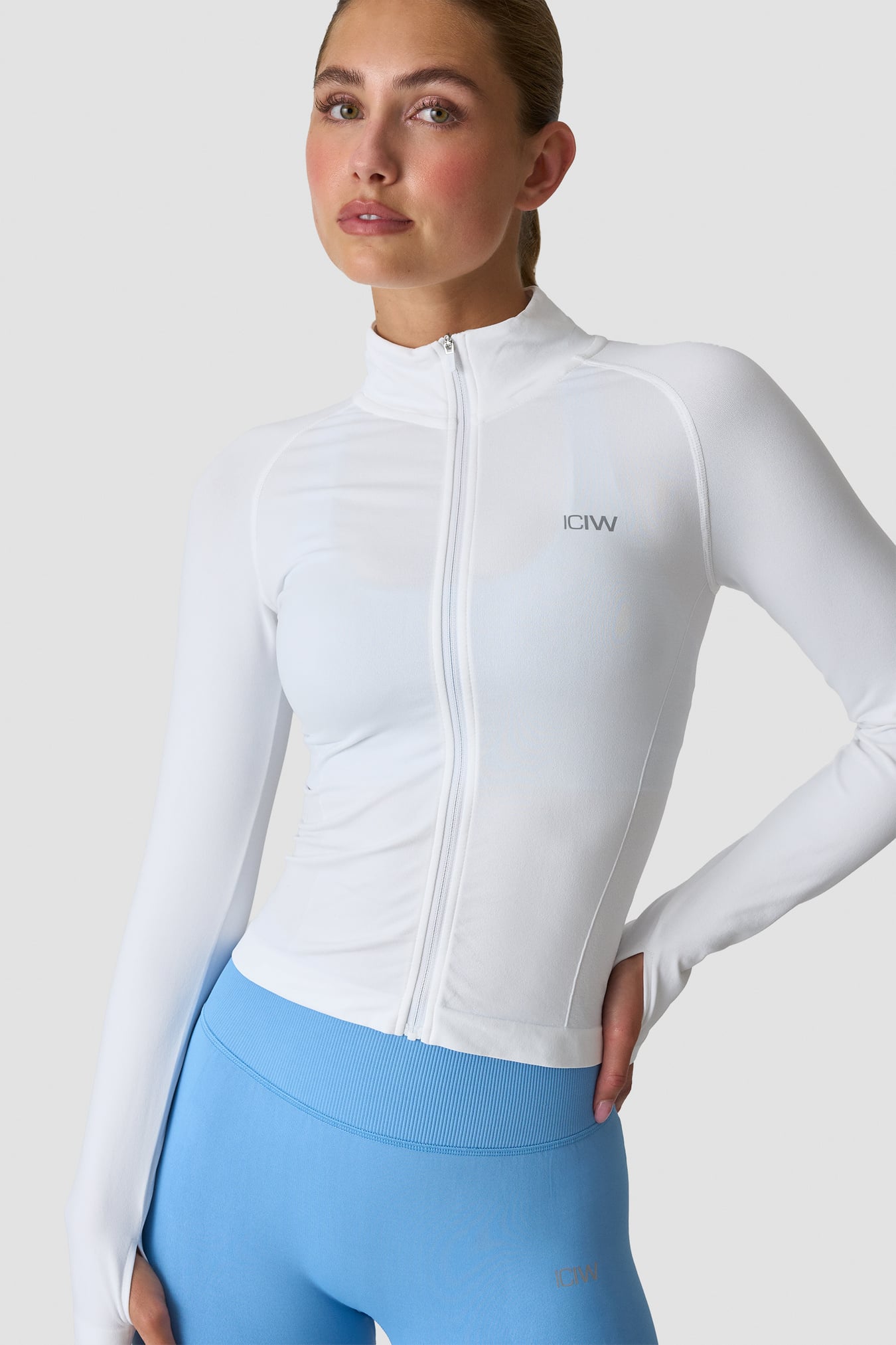 Define Seamless Zip Long Sleeve White Snow - image 1
