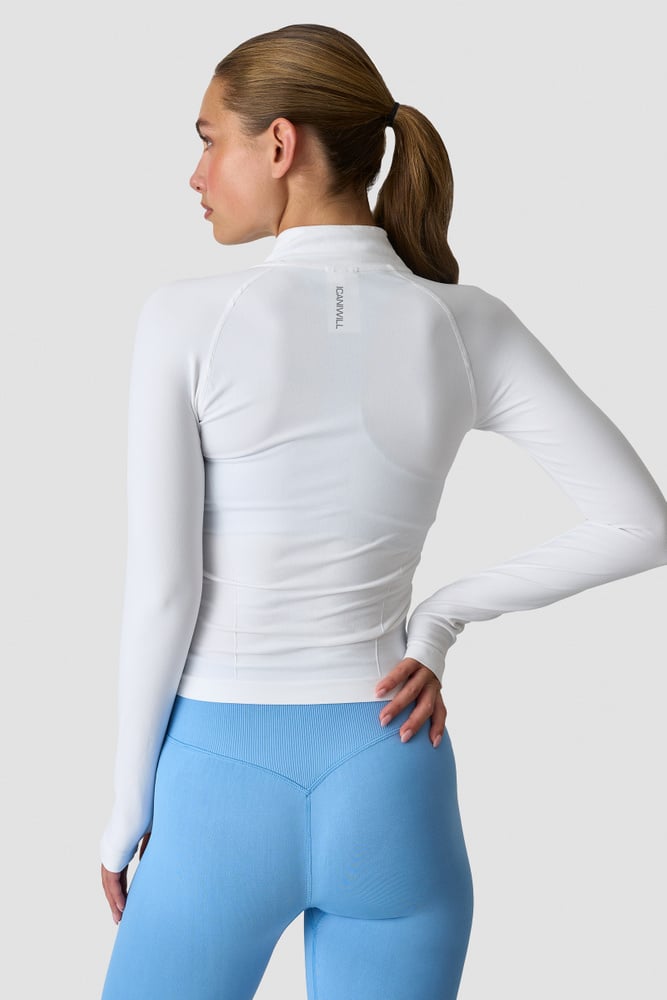 Define Seamless Zip Long Sleeve White Snow