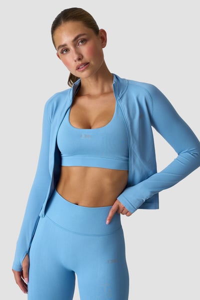Define Seamless Zip Long Sleeve Dove Blue - Blue