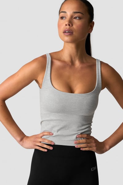 Smooth Seamless 2-in-1 Tank Light Grey Melange - Grijs